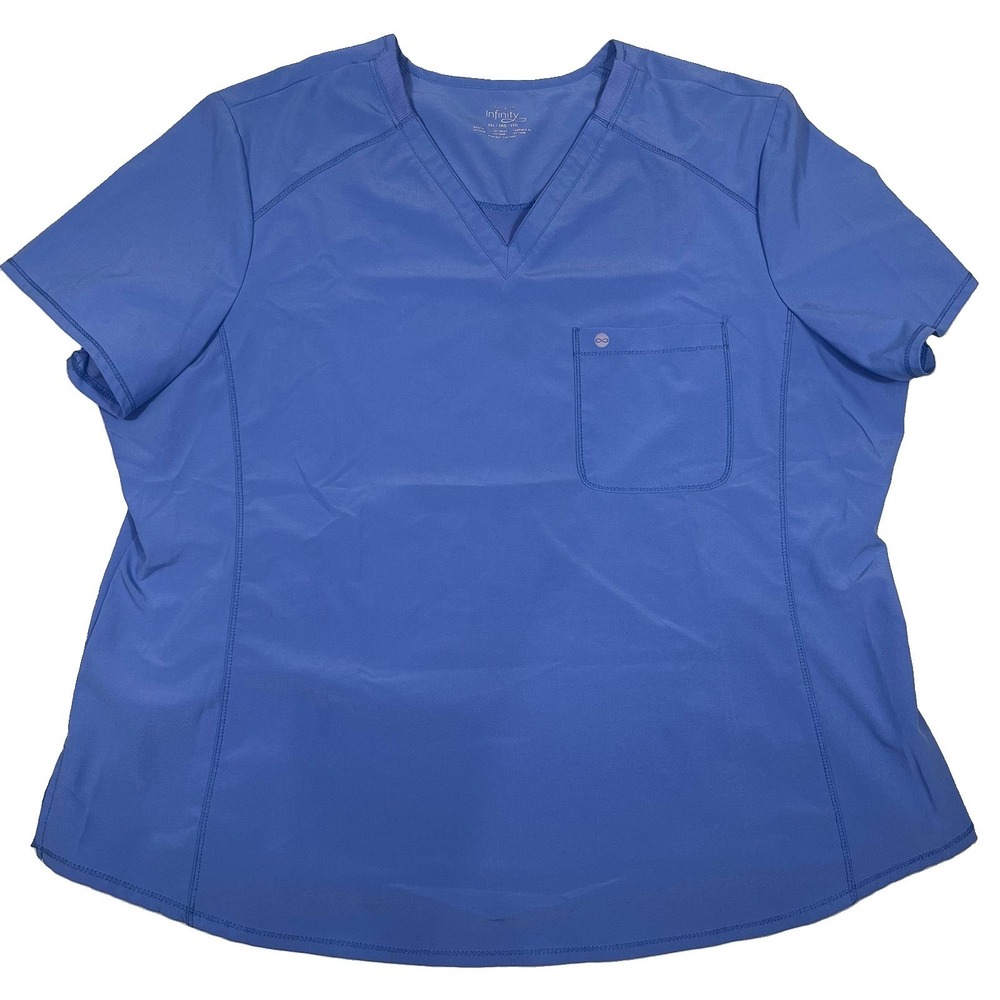 Cherokee Infinity CK687A Scrub Top 3XL CIPS Blue V-Neck Stretch Nurse Medical